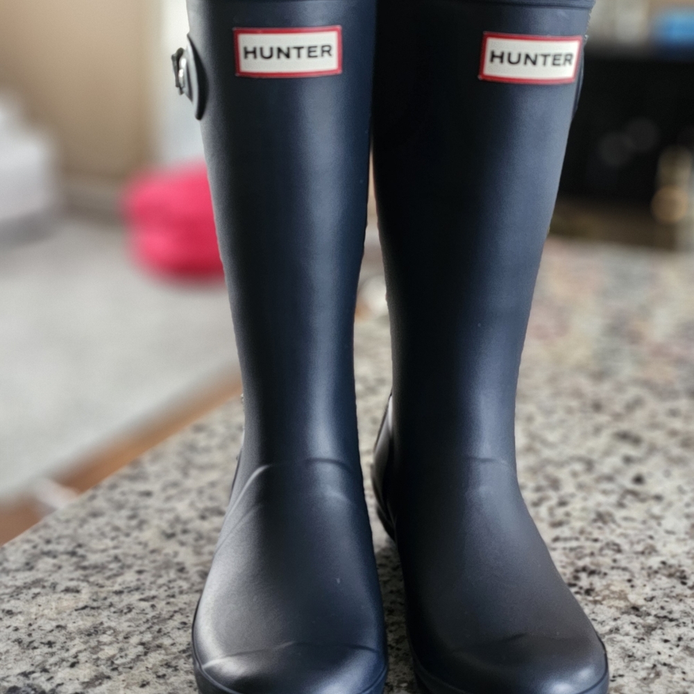 Gilr Rain Boots, Hunter, Blue, Size 3